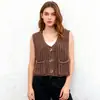 Nuevo Chal de Punto Grueso de Cuello Redondo de un Solo Botón para Mujer, Color Café Casual Holgado, Cardigan, Otoño/Invierno 2026