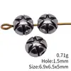 6.9x6.5x5mm, diámetro del agujero aprox. 1.5mm, 0.71g, color plata antiguo, cuentas pequeñas con patrón de estrella y agujero