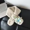 Cachecol Infantil Outono e Inverno Cachecol Quente de Pelúcia Estilo Coreano Moda Menina Protetor de Pescoço Bebê Fofo Super Fofo Flor Tendência