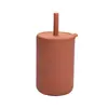 Copo de Silicone Quente da Amazon para Crianças com Canudo Copo de Aprendizagem para Bebês de Silicone com Tampa Canudo Copo Alto