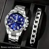 Pulseira de Relógio Masculino Popular Transfronteiriça Conjunto de 2 Peças Relógio de Pulso Masculino de Quartzo com Mostrador Grande de Alta Qualidade Conjunto para Venda por Atacado
