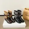 Botas Fascination con Hebilla ~ Hebilla de Cinturón Bota de Media Caña Bloque de Color Botas de Caballero Botas de Mujer Otoño/Invierno 2026 Nuevas Botas Vaqueras Retro para Mujer