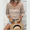 Aliexpress 2026 Nuevo Moda para Mujer Estilo Europeo y Americano Suéter de Color Sólido Malla Calada Holgado Top Versátil Venta al por Mayor