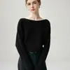 Foto Real 2026 Outono Novo Estilo Francês Relaxado Preguiçoso Uma Alça Alto Padrão Cor Sólida Solto Elegante Tricô Feminino