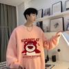 Suéter de hombre de dos piezas falsas con cuello redondo otoño e invierno Nuevo suéter estampado de dibujos animados moda marca de moda top holgado
