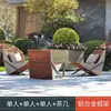 Juego de sofá y mesa de centro para exteriores, diseñado para villas, jardines y patios, con asientos de aleación de aluminio y construcción impermeable, adecuado para balcones exteriores