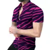 Camisa nueva para hombre de estilo transfronterizo, fresca, a rayas, impresión digital 3D, cárdigan casual hawaiano de manga corta