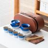 Juego de Té de Cerámica Gruesa con Degradado Vintage de Lujo Ligero para Viajes Rápidos, Juego de Té de Madera con Paisaje Antiguo, Cafetera Portátil para Exteriores, Regalo Personalizado