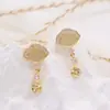 Pendientes de Nácar Materiales DIY Monturas Vacías para Pendientes de Circonita Pendientes de Moda con Forma de Abanico, Flor de Cuatro Hojas y Forma de Lágrima con Base de Jade