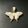 Pingente de corrente de liga mais vendido com design de borboleta grande, design de luxo de alta qualidade, colar totalmente cravejado de diamantes, atacado de fabricante, transfronteiriço