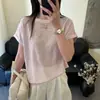 Malha de Seda Gelada de Manga Curta em Cor Sólida para Mulheres, Estilo Fino, Novo Estilo Verão 2026, Solto, Estilo Preguiçoso, Top Camiseta Versátil