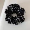 Goma para el pelo con volantes de encaje floral estilo retro artístico, Sujetador de moño de alta gama, Accesorio para el cabello duradero, versátil y elegante