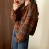 Nuevo Suéter de Punto Jacquard Fair Isle Otoño/Invierno Abrigo Cardigan para Mujer, Suéter Top Étnico Vintage para Mujer