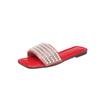 Pantuflas de Talla Grande para Comercio Exterior para Mujer 2023 Verano para Exterior Fondo Plano Pedrería Perla Pantuflas 35-43 Pantuflas de Playa