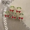Joyería para Uñas con Diseño de Cerezas Nuevas Transfronteriza Llena de Diamantes Súper Brillante Frutas Coloridas Cerezas Paquete de Materiales para Uñas Portátiles DIY