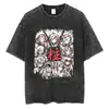 Camiseta Gráfica de Anime Harajuku para Hombre Estilo Callejero Retro Algodón Lavado Ácido Camiseta Oversize Manga Corta Holgada Top Camiseta Estilo Europeo y Americano