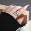 Anillo abierto de acero inoxidable estilo coreano y japonés, popular entre los influencers, versátil para el uso diario, anillo abierto simple, accesorio versátil