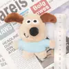Colgante de Perro de Peluche Accesorio DIY con Ropa de Rayas Azules y Lazo, Decoración de Muñeco Lindo