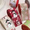 Fita de Natal Colorida Desenho Animado Boneco de Neve Doce Linho Estampado Fita Guirlanda de Árvore de Natal Laço de Presente Decoração