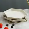 Plato Creativo para Huesos Hexagonal de Paja de Trigo Plato de Frutas Hogareño de Plástico Plato para Snacks Plato de Cena para Niños