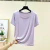 Camiseta fina de seda feminina plus size para o verão, manga curta, modelo soltinho, 2026, nova, gola redonda de alta qualidade, versátil para vendas transfronteiriças