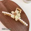 Acessórios de Cabelo de Primavera Novo Grampo Doce Grande Acessório de Cabelo Geométrico Parte de Trás da Cabeça Presilha Jacaré Duplo Laço Presilha Garra de Pérola