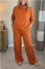 Conjunto de Dos Piezas para Mujer 2025 Europeo y Americano Transfronterizo Nuevo Otoño e Invierno Sudadera Color Sólido Cuello Alto Top Casual Elegante para el Trabajo