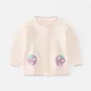 Suéter de Ganchillo de Fresa para Niñas, Cárdigan Dulce de Encaje con Cuello Redondo, Abrigo Fino de Algodón Clase A para Otoño, Ropa de Punto para Bebé Niña