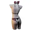Lingerie Sexy Yi Mengyao, Estampa de Leopardo Rosa Sexy e Tentadora, Fofa Menina Gato Aberta, Encontro Apaixonado, Desejo Puro