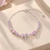 Nuevo Pulsera de Corazón de Amor con Lazo Estilo Coreano para Mujer Lujo Ligero Diseño de Nicho Sensación de Alta Gama Zircón Rosa en Forma de Corazón Joyería de Mano Regalo para Novia