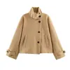 Fabricante mayorista de ropa para mujer transfronteriza otoño 2026 nuevo moda casual estilo europeo y americano abrigo corto con cuello alto