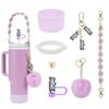 Set de 7 Piezas Taza Tapa de Popote Decorativa Set de Vasos Cadena para Vasos Ins Chai Perro Serie Colgante para Llaves Colgante de Bola de Felpa