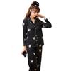 Pijamas de primavera e outono femininos estilo japonês cardigan de cachorro dourado de alta qualidade manga comprida duas peças roupa leve roupa para casa