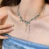 Colar de pérolas com borlas glaciar, estilo doce e descolado para mulheres, acessórios para garotas com personalidade hip-hop, corrente de clavícula recomendada