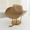 Nuevo Sombrero Vaquero de Jazz Panameño con Lentejuelas de Borde Ondulado Protección Solar Sombrero para el Sol Sombrero de Paja para Playa de Verano para Mujer