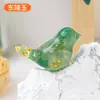Gravel de cristal de venta cruzada más vendido, resina, lindo, pájaro con pan de oro, adornos, decoraciones de escritorio para el hogar, artesanías
