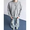 Sudadera plisada de estilo americano de alta resistencia para hombre, camiseta casual de manga larga para otoño, top deportivo, ropa de talla grande moderna para hombre