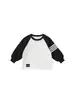 Camiseta de otoño Yingsibao para niños, top de cuello redondo para niños, ropa de manga larga holgada para niños, prenda interior de bloques de color blanco y negro