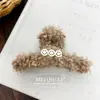Pinza de Pelo de Felpa con Letra para Otoño e Invierno, Pasador Dulce con Cara Sonriente, Pinza de Tiburón para Peinado Recogido en la Parte Trasera de la Cabeza, Adecuado para Cabello Grueso, Accesorio para el Cabello para Mujeres