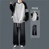 Sudadera de retazos a tres rayas para niños, atuendo de primavera y otoño para estudiantes de secundaria y preparatoria, uso diario que realza la altura, conjunto de tops de moda estilo coreano