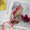 Cinta navideña estampada con transferencia de calor, cinta navideña con estampado dorado, cinta floral para envolver regalos con serigrafía