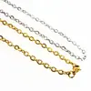 Collar de acero inoxidable con baño de oro, plano, con relieve de cruz, forma de O, colgante para mujer de 3 mm con cadena, joyería de comercio exterior