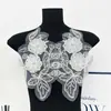 Acabamento de Renda Branca Bordada Aplique Floral para Vestidos de Noiva Acessórios DIY em Vários Tamanhos Decoração Simétrica de Borboleta Floral