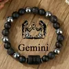 Pulsera Transfronteriza Nueva de Doce Constelaciones Piedra Volcánica Natural Pulsera Negra Retro Pulsera de Pareja Hecha a Mano Venta al por Mayor