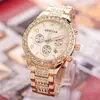 1 pieza-Reloj de Pulsera de Cuarzo Unisex de Lujo con Diamantes de Cristal Pavé, Calendario, Manecillas Luminosas, Acero Inoxidable para Hombres y Mujeres