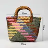 Nova Bolsa de Rattan com Alça de Bambu Bolsa Retrô Simples de Bambu Tecida Bolsa Tote Grande Capacidade Bolsa de Compras Versátil Bolsa Tecida