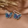 Pendientes de plata S925 con diseño de ciervo dorado y mariposa cloisonné con temperamento artístico. Pendientes de moda de dibujos animados para mujer. Joyería de plata.