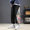 Pantalones casuales retro modernos de estilo chino nuevo para hombre de primavera y otoño, talla grande, pantalones holgados con estampado lateral para hombre
