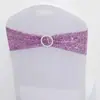 Suministro directo de fábrica en decoración de hotel y boda al por mayor funda de silla de spandex respaldo de arco flor tira de lentejuelas