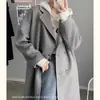 Abrigo de Lana Color Avena para Mujer, Nuevo Estilo Coreano Otoño e Invierno 2026, Chaqueta de Lana Suelta de Longitud Media, Casual Estilo Coreano